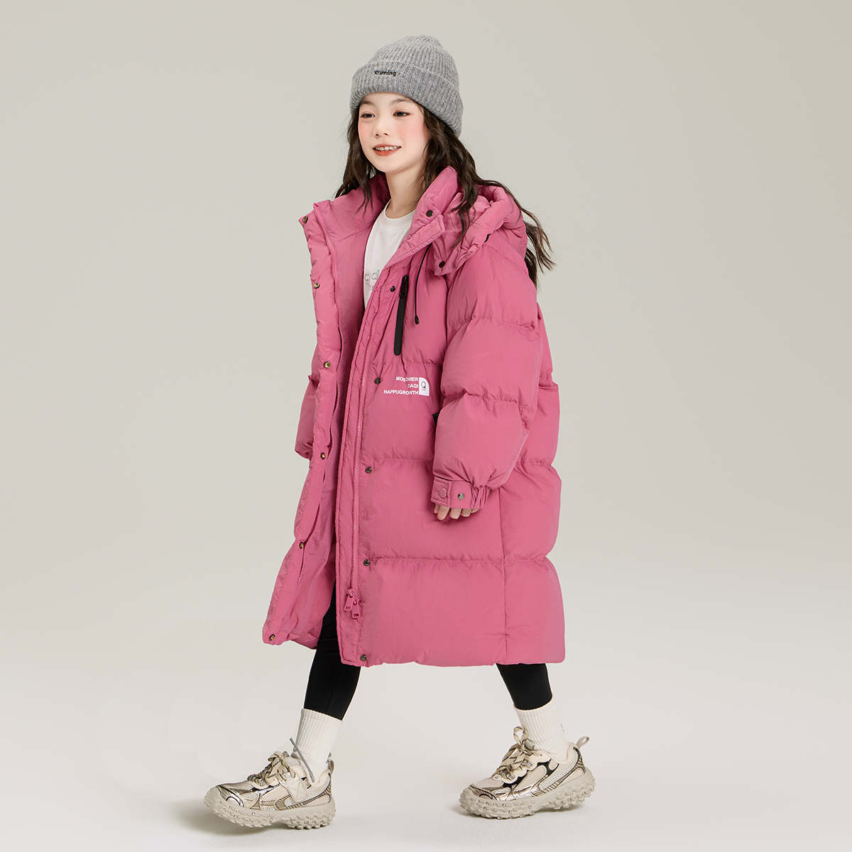 女童长款棉服冬季加厚羽绒棉衣