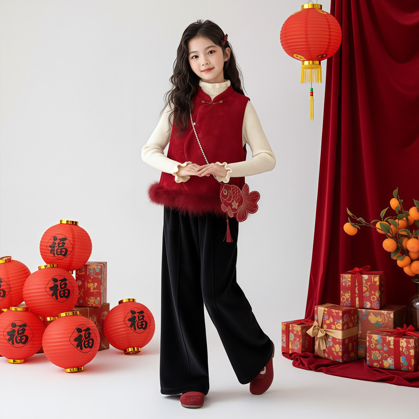 女童套装冬季儿童过年衣服女大童冬装搭配一整套小女孩三件套冬装