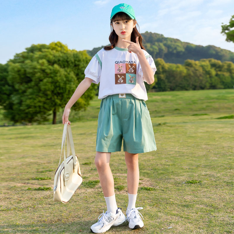 女童夏天套装2025新款儿童夏装两件套洋气时髦女大童夏季女孩衣服