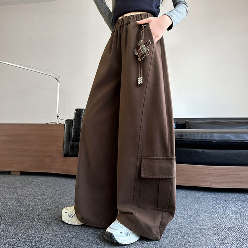 女童工装裤春秋2026新款洋气中大童裤子秋季儿童阔腿裤秋装休闲裤