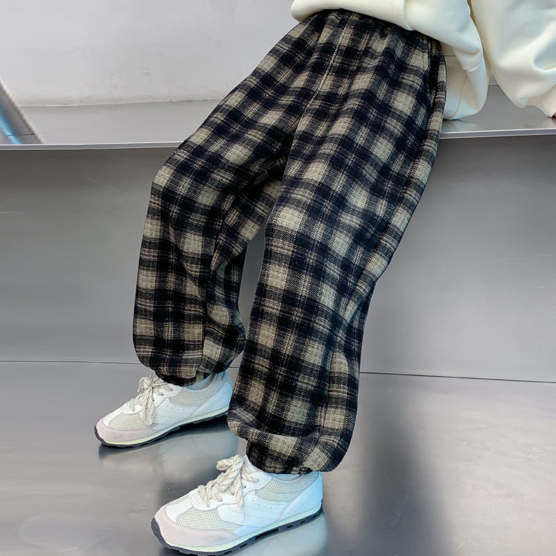 女童加绒裤子秋冬加厚运动裤