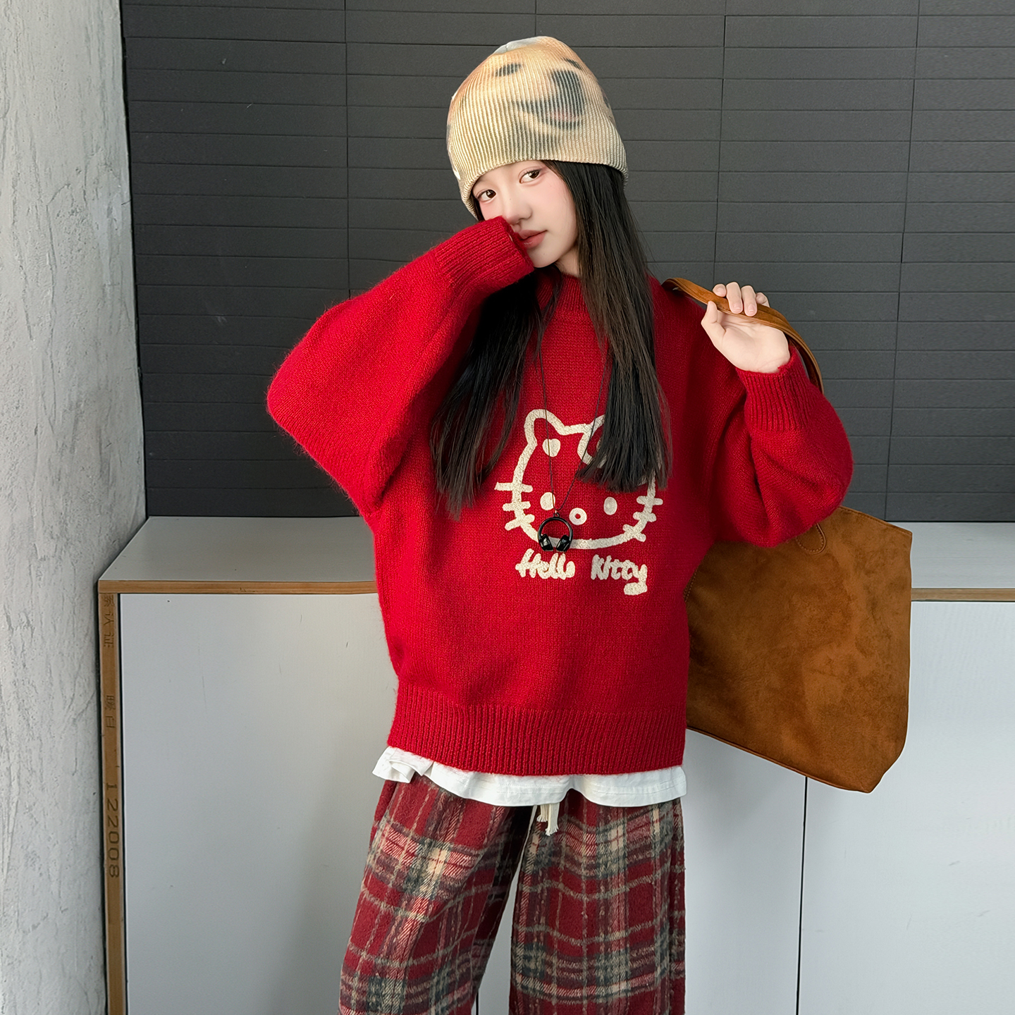 女童红色毛衣儿童新年衣服