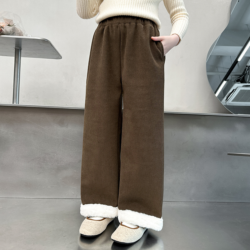 女童裤子秋冬款加绒加厚休闲裤