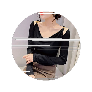 胖mm300斤性感上衣女小心机春秋大码200设计感内搭打底衫长袖t恤