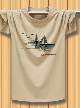 莫代尔丝光棉高档短袖T恤男士凉感夏季宽松圆领美式潮牌休闲上衣