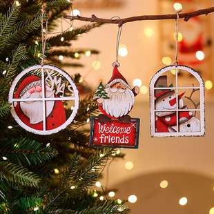 圣诞节装饰品手工木质diy吊饰道具圣诞树老人挂饰小配件创意礼物