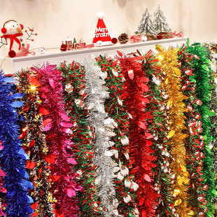 圣诞节彩带装饰彩条藤条橱窗场景布置圣诞树树叶雪花毛条装饰用品