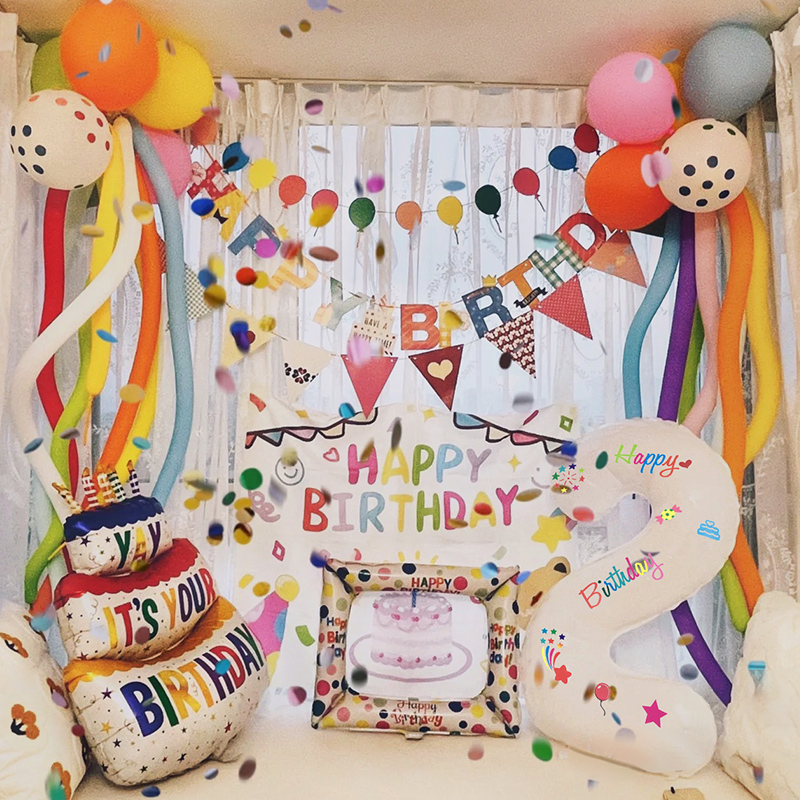 网红女孩生日快乐气球装饰