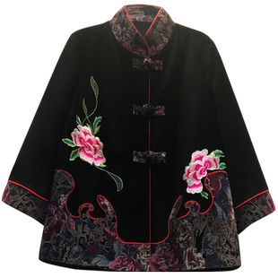 加大码200斤矮胖妈妈装秋装小外套老人衣服中老年女装60-70-80岁