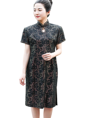 阔太太200斤加肥妈妈民国女旗袍