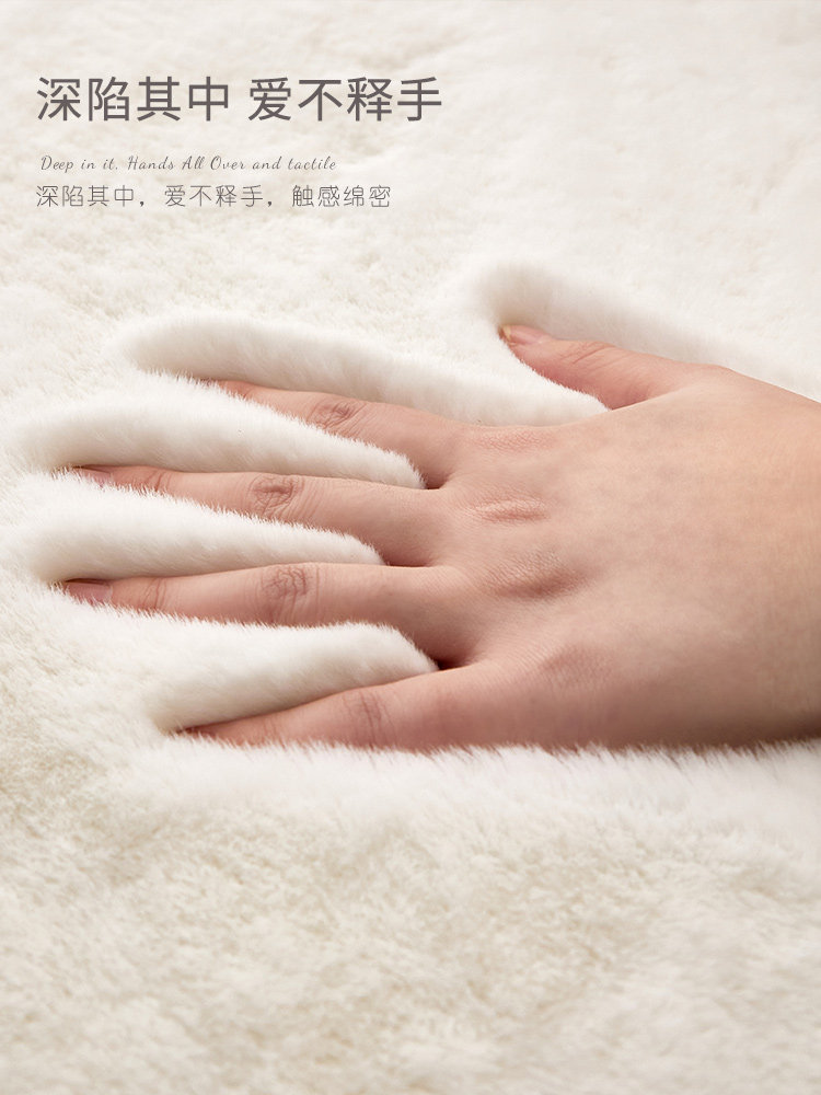彷兔毛加厚地毯卧室冬季女孩毛绒猫样白色靠垫客厅床边凸窗地板垫