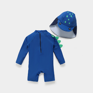 游泳衣儿a童男3岁2宝宝泳衣男宝小童长袖男孩泳衣连体海边儿童泳