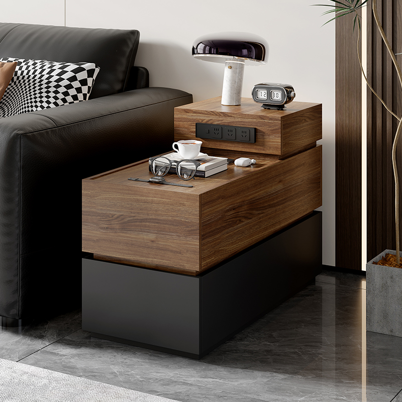 现代简约沙发边几客厅2025新款迷你沙发旁侧边柜带插座创意小茶几