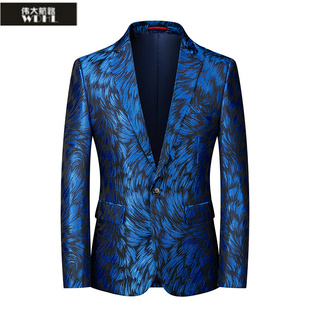 春秋季欧美时尚男士西装外套加大码夜店歌手演出服影楼拍摄西服潮