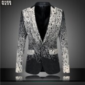 歌手演出服男青年宴会主持人礼服潮流西服 单西外套加大码 男士 修身