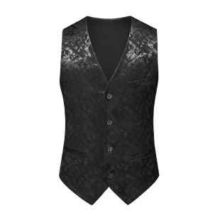 修身 无袖 坎肩加大码 男式 时尚 马甲韩版 宴会伴郎男士 单马夹 无领西装