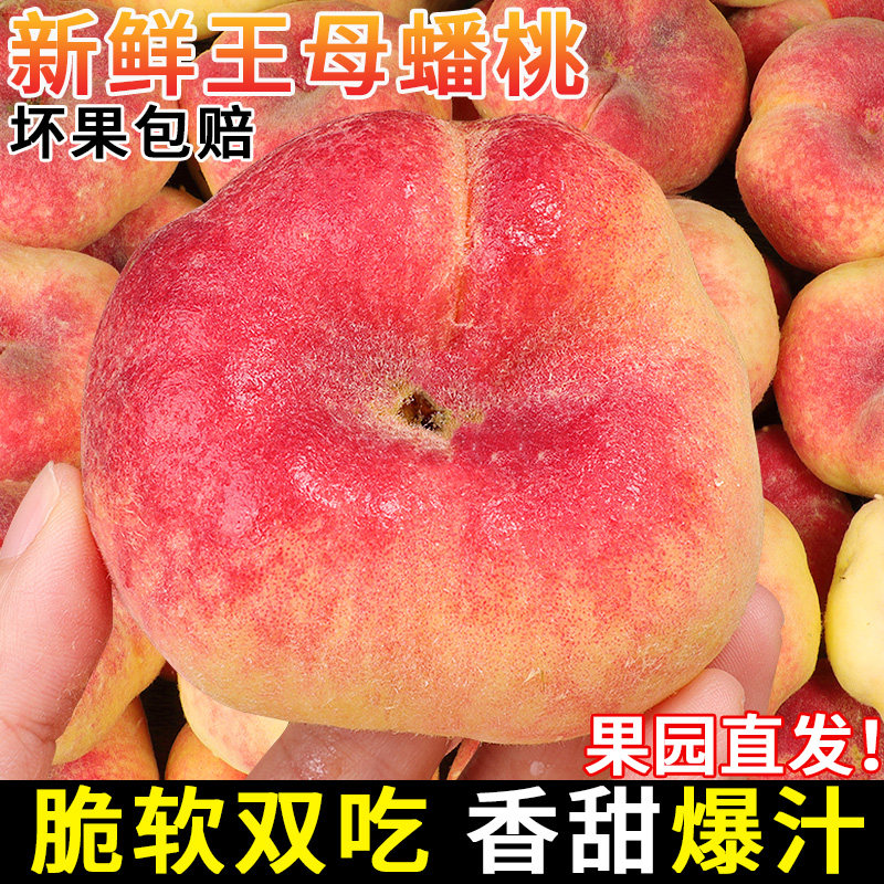 新鲜王母蟠桃5斤应当季现摘脆甜毛桃子纽扣扁桃蜜桃时令水果包邮3