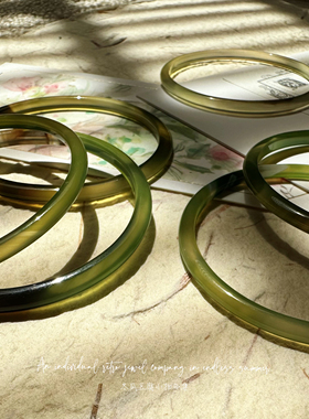 复古天然纹路玛瑙玉髓叮当手镯