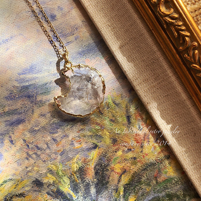 梦想鎏金白水晶月亮情侣礼物项链