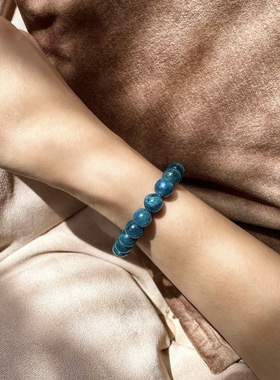 天然蓝磷灰石手链手串原创礼物男