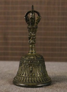 传统铜铃铛手摇铜铃铛声音响法事铃铛古铜色金刚铃大中小号风水铃