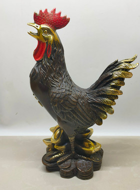 纯铜鎏金大公鸡摆件福鸡元宝鸡生肖鸡守护神雄鸡大吉大利风水摆件