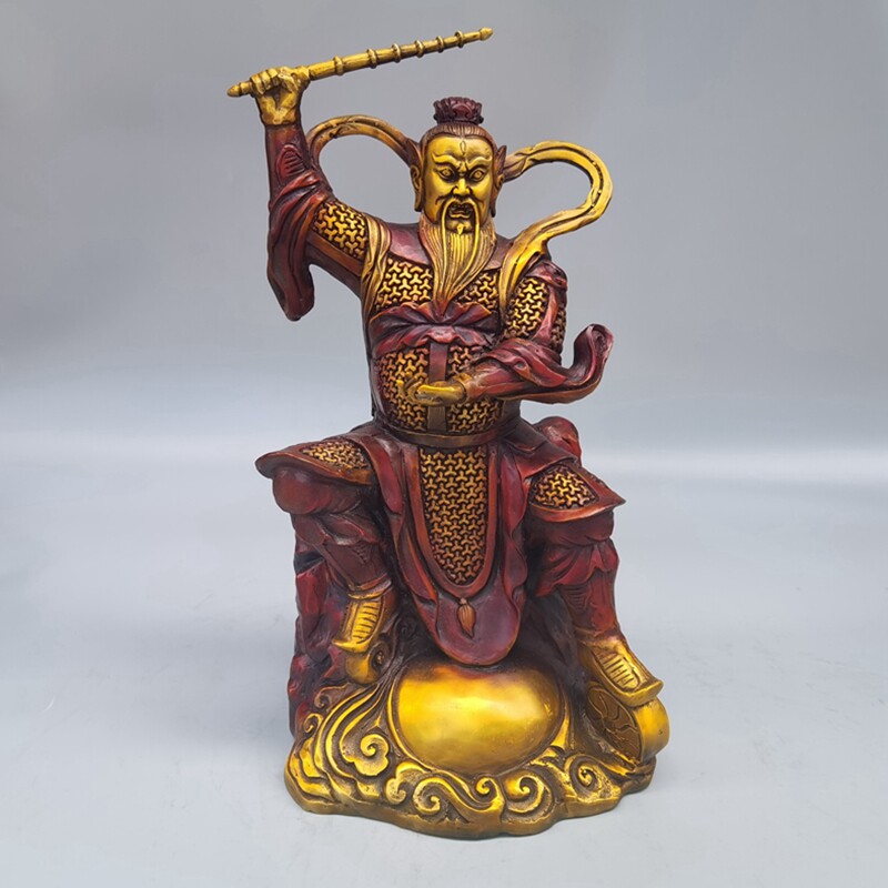 纯铜王灵官像摆件王天君威灵显化铜像雷神灵天尊护法王奕坐像