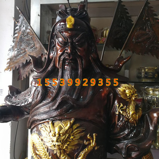 大号关公摆件九龙关公铜像大刀关羽武财神鎏金精工制作风水铜器