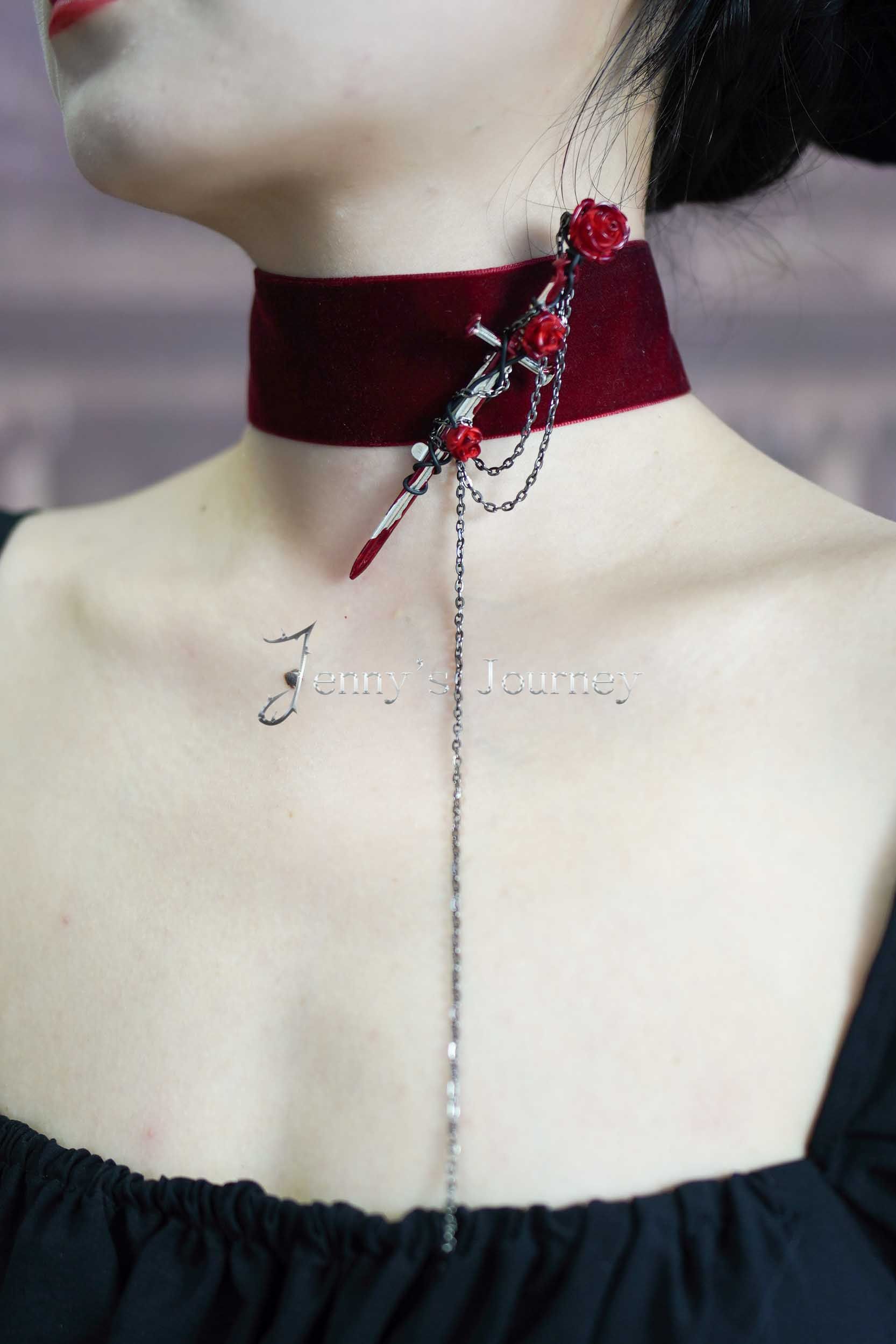 地狱花园 |吸血鬼荆棘玫瑰流血滴血十字剑圣剑项链choker珍妮之旅