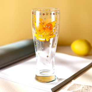 星星人饮品杯玻璃杯高颜值女家用水杯果汁杯牛奶杯子大容量啤酒杯