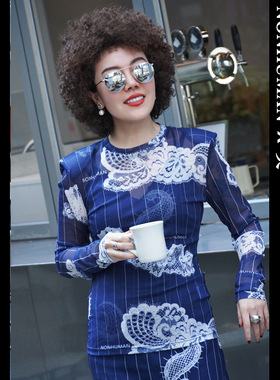 NONHUMAN蚂蚁家 25夏季新款 原创设计师品牌 蕾丝印花网纱皮肤衣