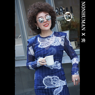 NONHUMAN蚂蚁家 25夏季新款 原创设计师品牌 蕾丝印花网纱皮肤衣