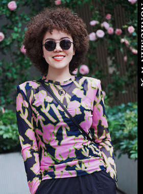 NONHUMAN蚂蚁家 25夏季新款 原创设计师品牌 修身印花网纱皮肤衣