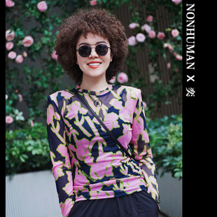 NONHUMAN蚂蚁家 25夏季新款 原创设计师品牌 修身印花网纱皮肤衣