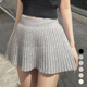 kindame韩国高腰A字百褶裙修身 休闲竖纹编织针织褶裙KS23M1807