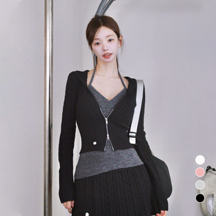 女上衣KS25F2613 开衫 kindame韩系百搭长袖 麻花收腰显瘦针织衫