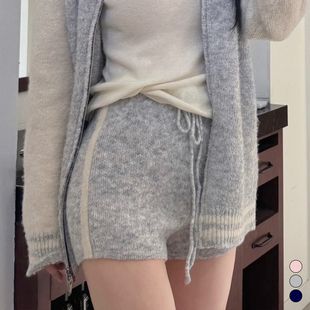 kindame韩国纯色抽绳弹力百搭羊毛针织运动休闲短裤KS24F2624