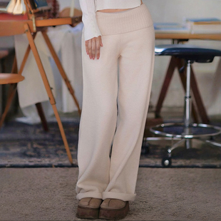 BL25W3802 慵懒休闲运动裤 kindame韩国极简风高腰针织裤 女宽版