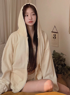 kindame 百搭宽松运动外套bf风拉链连帽衫TL24F2910
