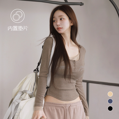 韩系新款辣妹T恤女小众修身长袖