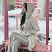 kindame韩国百搭日常显瘦露脐拉链连帽长袖 SL24W2912 休闲运动套装