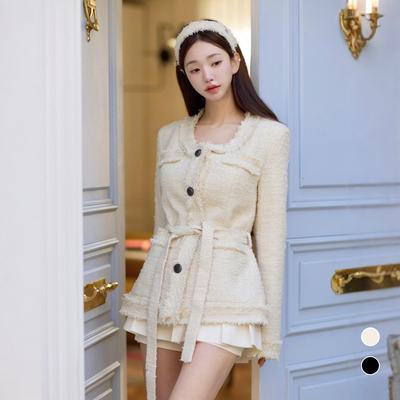韩国小香风流苏粗花呢外套