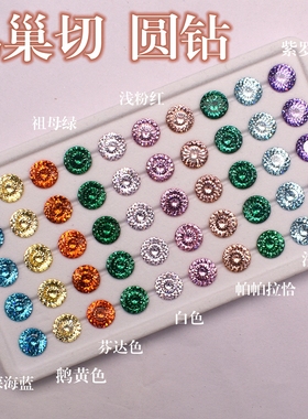 5A鸟巢切锆石圆形尖底钻祖母绿人造宝石美甲钻饰品钻耳钉配钻diy