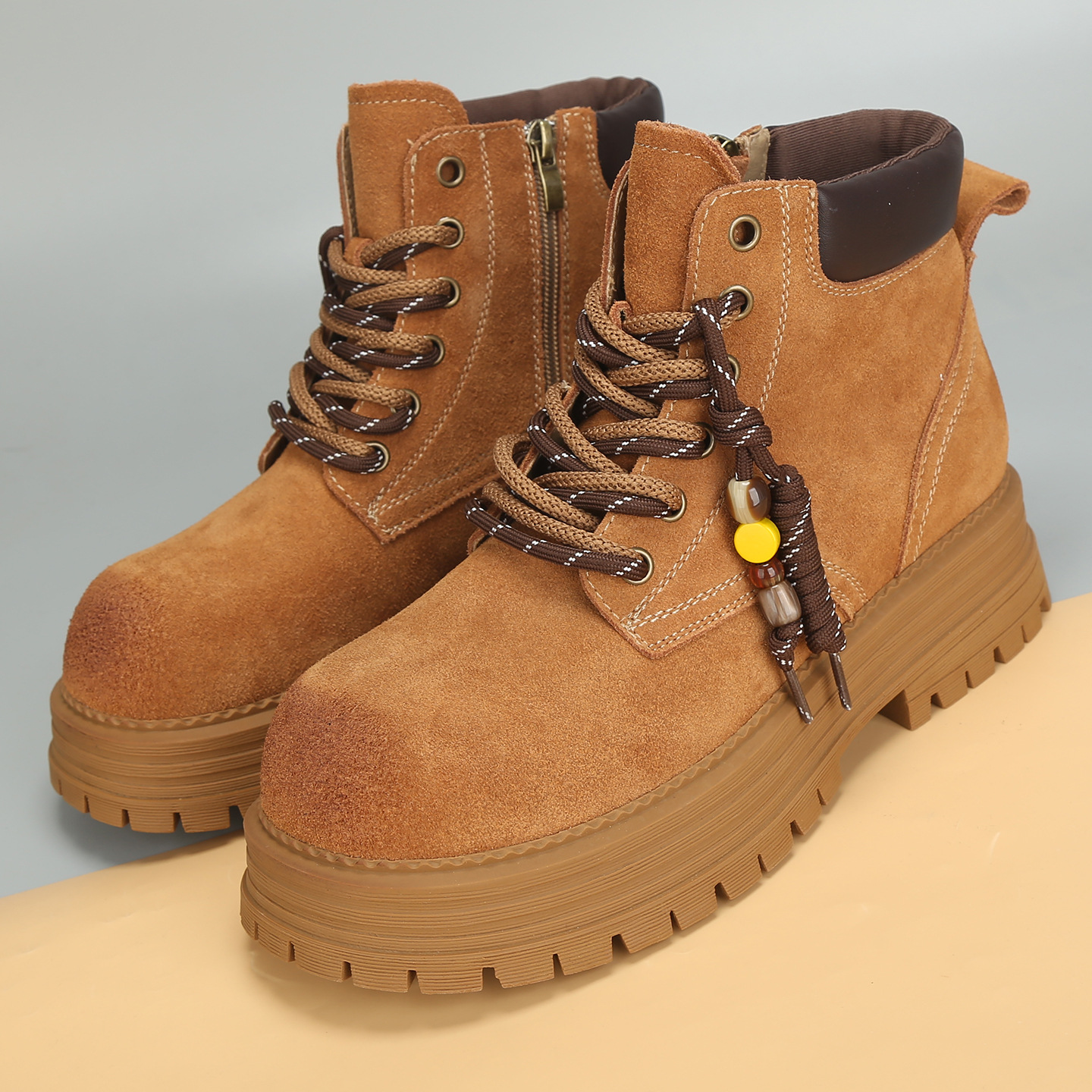 前掌加宽大码女鞋41到43秋冬新款真皮马丁靴厚底短靴女靴加绒棉鞋