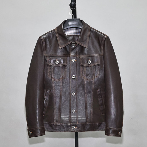 男女士头层山羊真皮皮衣牛仔夹克