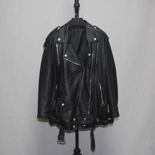 外套遮肉显瘦腰带景 宽松落肩时装 2026新款 头层绵羊真皮皮衣女韩版