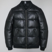 头层绵羊真皮皮衣男修身 短款 青年休闲棒球羽绒防寒服皮夹克外套幸