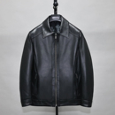 柔软头层绵羊真皮皮衣男加长款 翻领休闲简约商务尼克服夹克外套甘