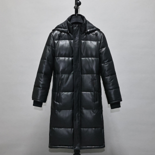 脱卸帽保暖风衣外套祖 真皮羽绒防寒服头层绵羊皮衣男修身 男士 长款