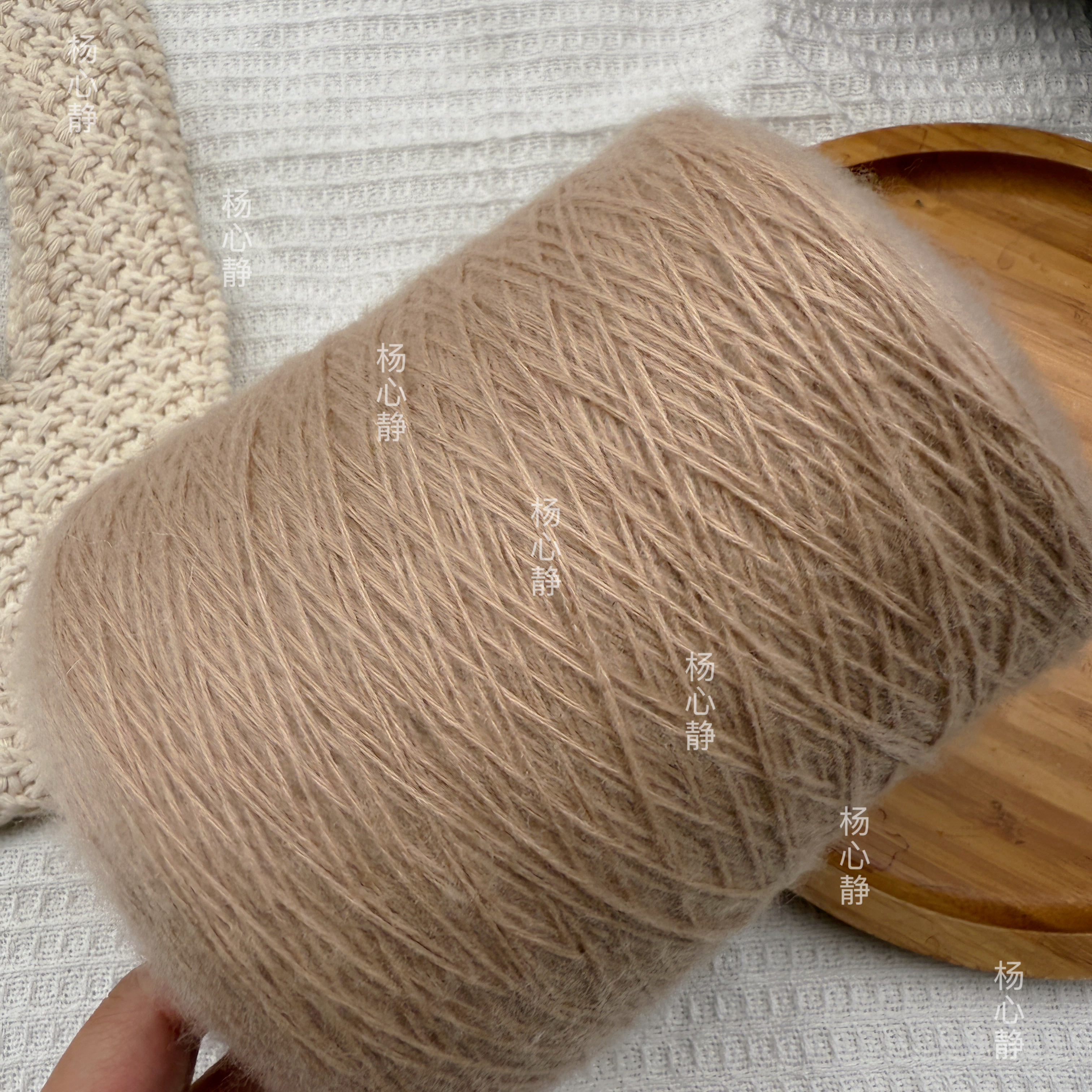 标价500克价格 卡其色混纺羊毛马海中粗线 柔软围巾毛衣手工编织